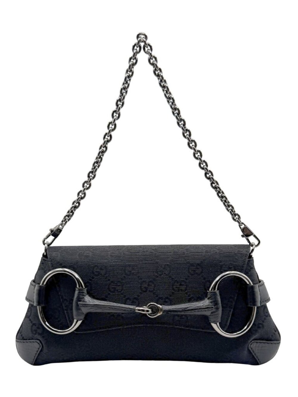 GUCCI Vintage Tom Ford Era Black Monogram Horsebit Shoulder Bag & Clutch